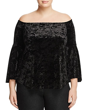 Love Ady Plus Crushed Velvet Off-the-Shoulder Top - 100% Exclusive