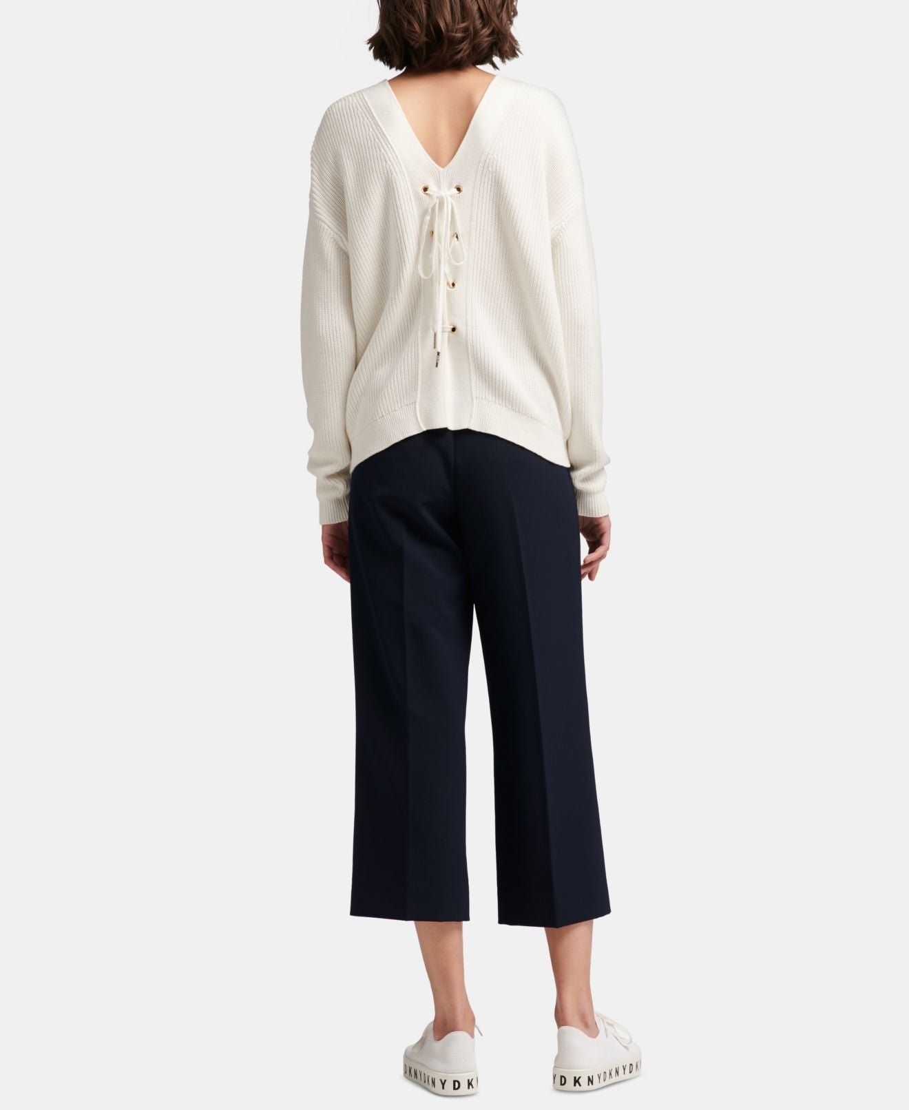 DKNY  Womens Lace-up Back Pullover Sweater - X-Large - TopLine Fashion Lounge