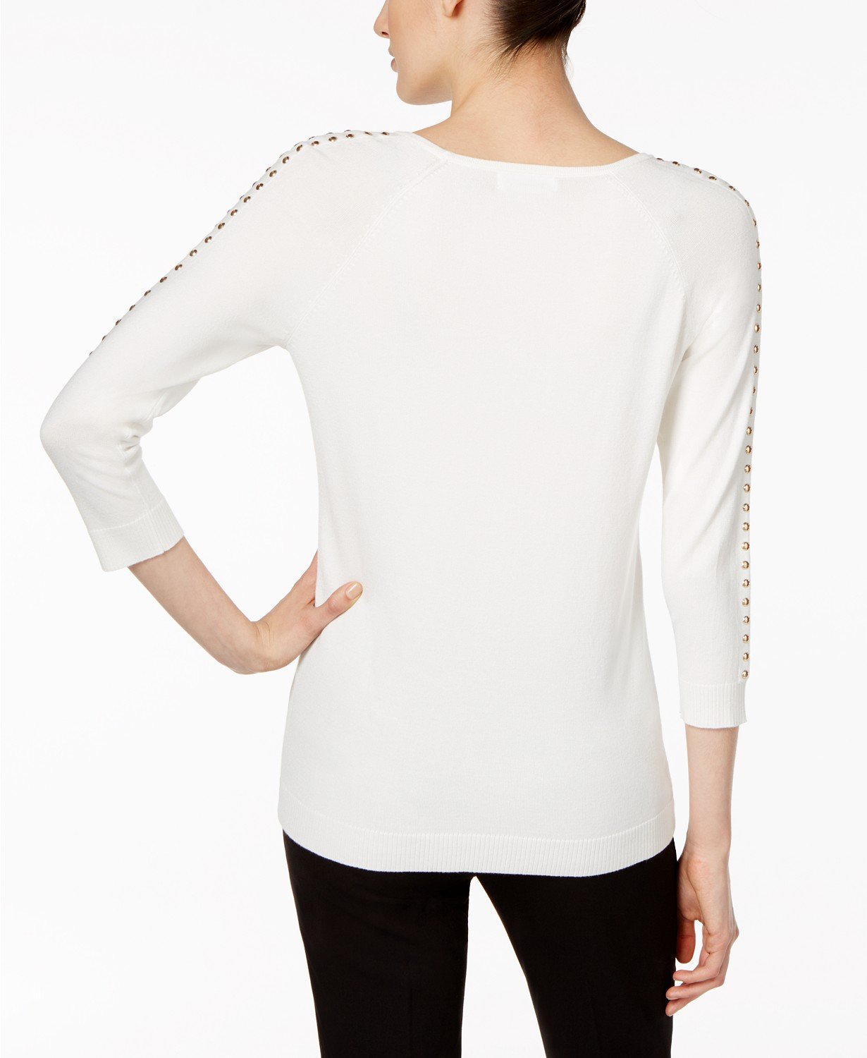 Calvin Klein Womens Studded Raglan Sleeves Pullover Sweater Plus size - TopLine Fashion Lounge