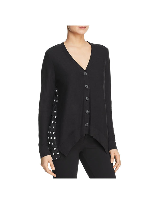 Donna Karan DOT CARDIGAN Polka Dot Mixed Media Cardigan Sweater - TopLine Fashion Lounge