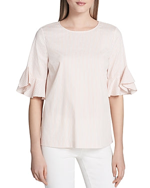 Calvin Klein Striped Ruffled Top