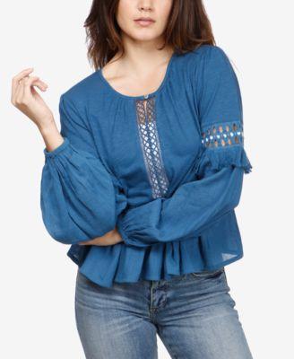 Lucky Brand Cutout Illusion Peasant Top Red Clay S - 