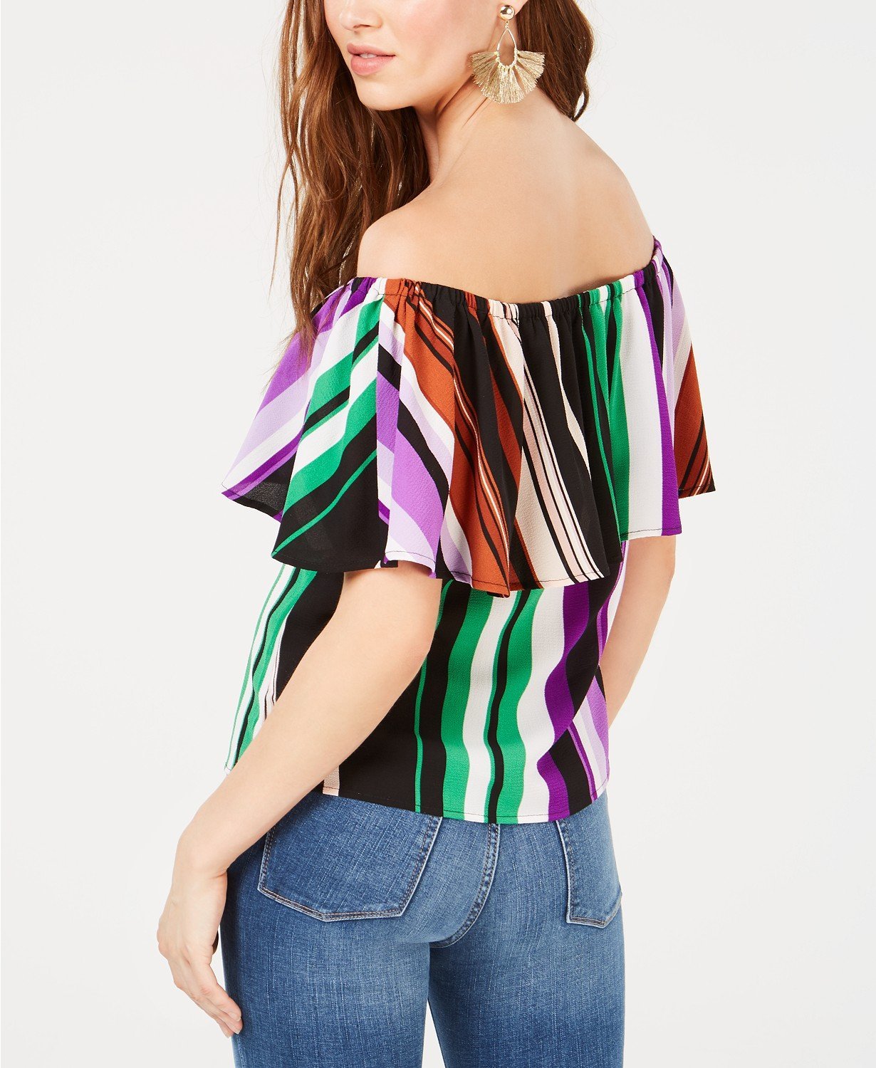 Bar Iii Striped Off-The-Shoulder Top - TopLine Fashion Lounge