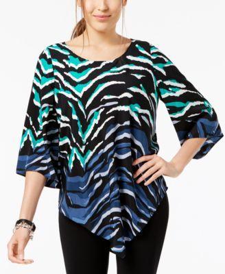 Alfani V-Hem Geometric-Print Top - TopLine Fashion Lounge