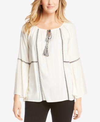 Karen Kane Embroidered Peasant Top (Cream)