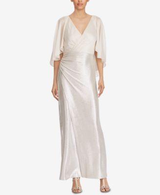 Lauren Ralph Lauren Womens Santiaza Metallic Chiffon Formal Dress