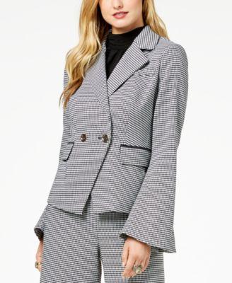 RACHEL ZOE Womens Black Houndstooth Double Breasted Blazer Jacket Only