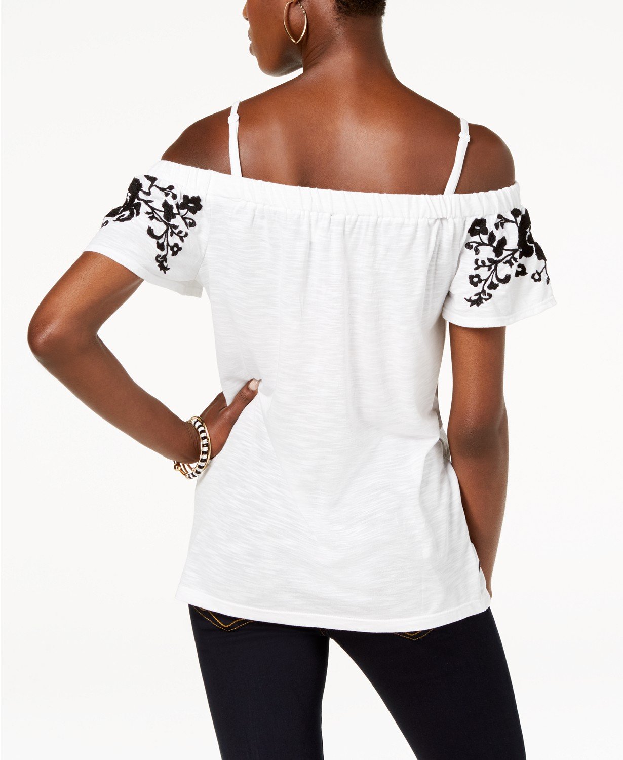 Inc Women's White Embroidered Cold-shoulder Blouse Shirt Top - TopLine Fashion Lounge