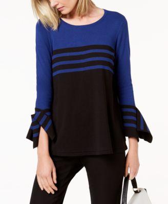Alfani Womens Bell Sleeve Striped Pullover Sweater - TopLine Fashion Lounge