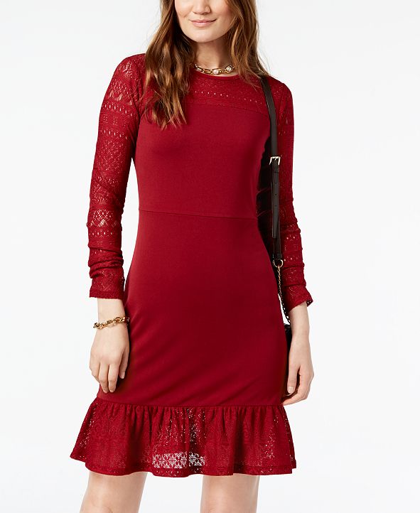 Michael Michael Kors Pointelle Trim Flounce Dress