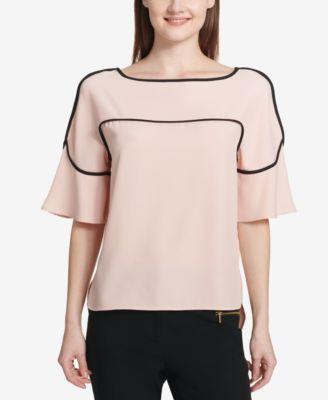 S/S PIPED BLOUSE - TopLine Fashion Lounge