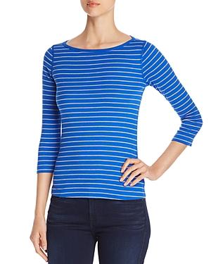 Three Dots Womens Striped 3/4 Sleeve T-Shirt - TopLine Fashion Lounge