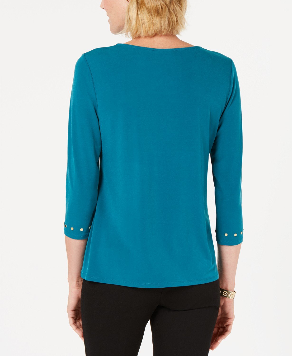 JM Collection Studded Keyhole Top Teal Abyss XL
