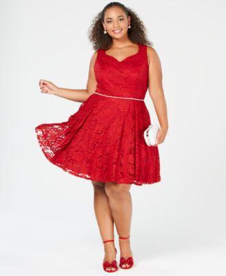 City Studios Trendy Plus Size Sleeveless Lace Fit & Flare Dress - TopLine Fashion Lounge