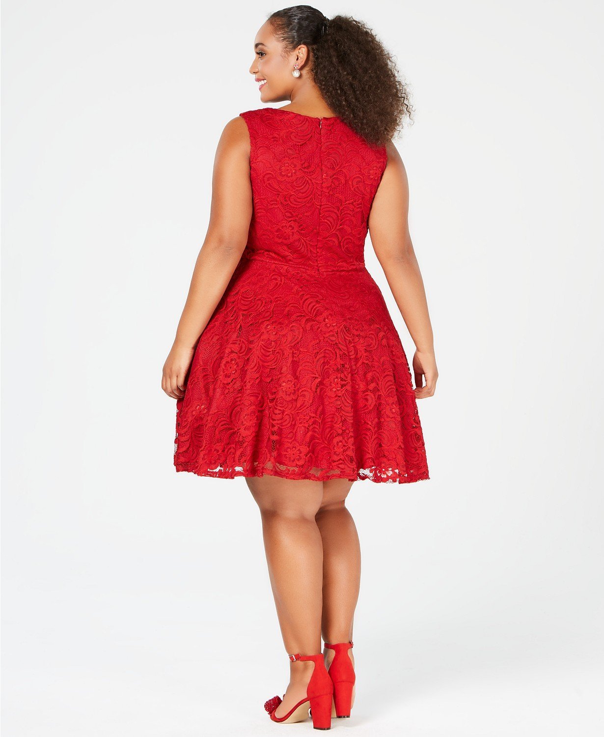 City Studios Trendy Plus Size Sleeveless Lace Fit & Flare Dress - TopLine Fashion Lounge