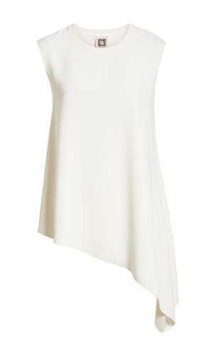 ANNE KLEIN Fluid Asymmetrical Hem Sleeveless Crepe Blouse