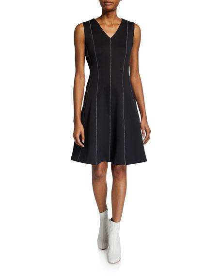 Contrast Stitch a-Line Sleeveless Dress - TopLine Fashion Lounge