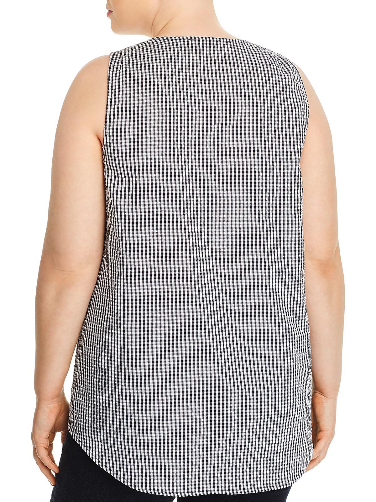 Love Ady Womens Plus Gingham Sleeveless Blouse - TopLine Fashion Lounge