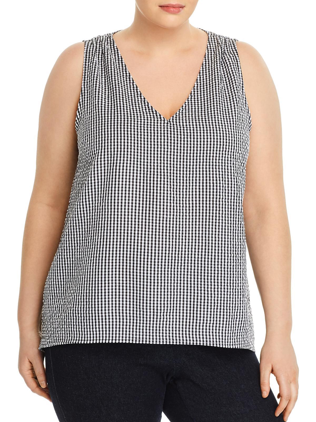 Love Ady Womens Plus Gingham Sleeveless Blouse - TopLine Fashion Lounge