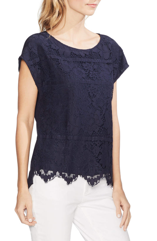 Vince Camuto Lace Stripe Blouse - TopLine Fashion Lounge