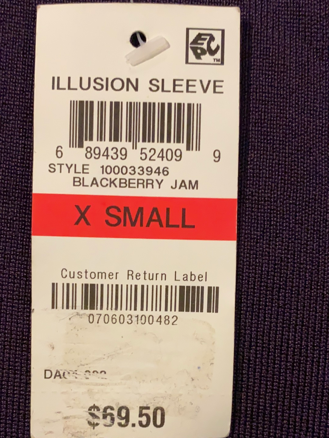 Women's Blouse Plum Purple Medium Illusion Surplice V-Neck